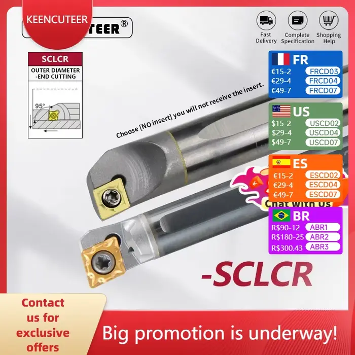 Porte-outil en carbure de tungstène SCLCR06 SCLCR09 SCLCR pour tour mécanique C08K C10K C12M, porte-