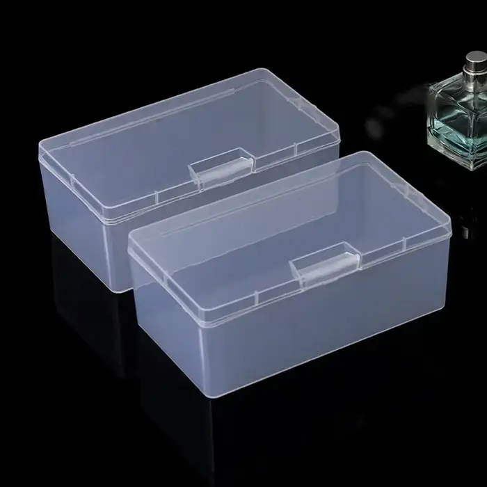 Boîte de rangement rectangulaire en plastique Transparent avec couvercle