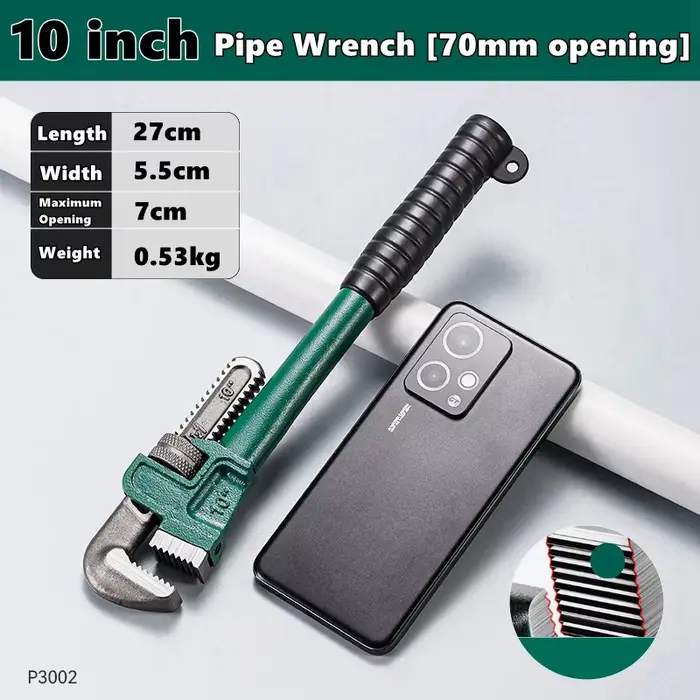 Clé à tuyau droite robuste en acier au carbone 10", 12", 14", 18 ", pince à tuyau universelle indust