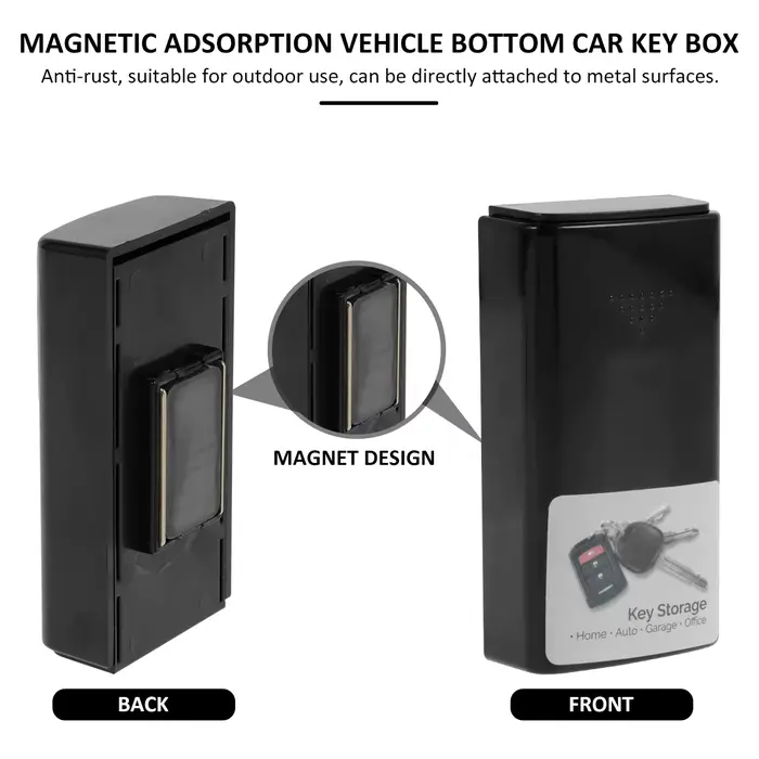 Boîte à clés magnétique en plastique noir durable