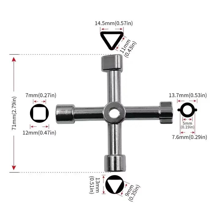 Clé triangulaire polyvalente dans armoire de commande électrique, ascenseur, vanne de compteur d'eau
