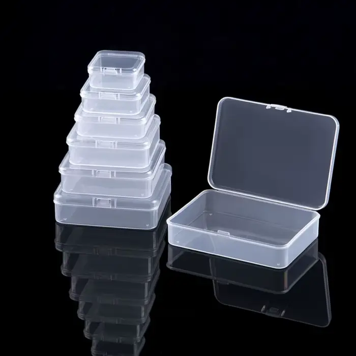 Boîte de rangement carrée transparente pour petits objets