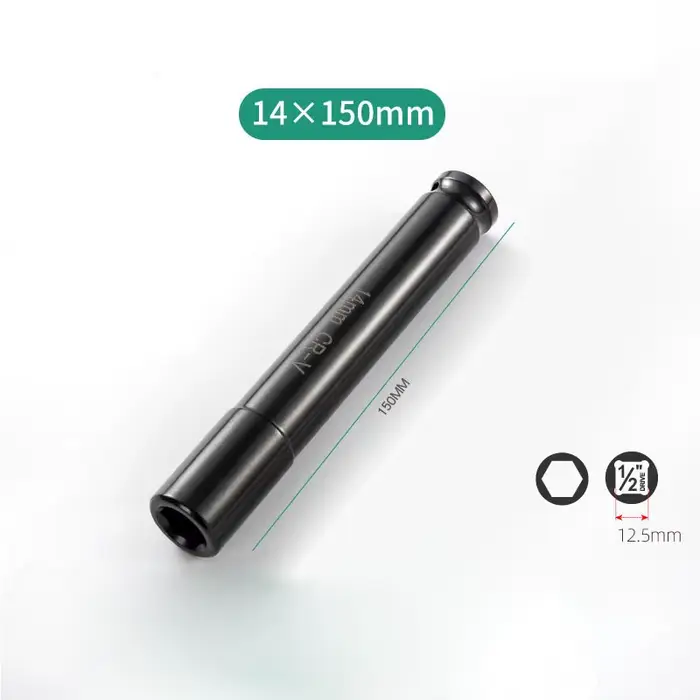 Clé à douille à 6 points à Impact profond de 150mm de Long, adaptateur d'entraînement de 1/2 pouces,