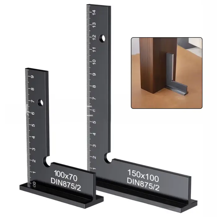 Règle d'angle droit à 90 degrés avec support, règle de menuiserie, outil de mesure d'angle, outils d