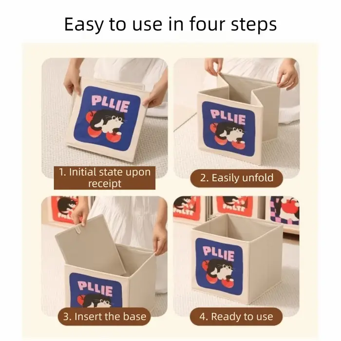 Boîte de rangement pliable en forme de cube