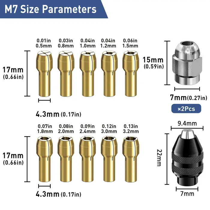 Mandrin sans clé de remplacement 1/32 "à 1/8"