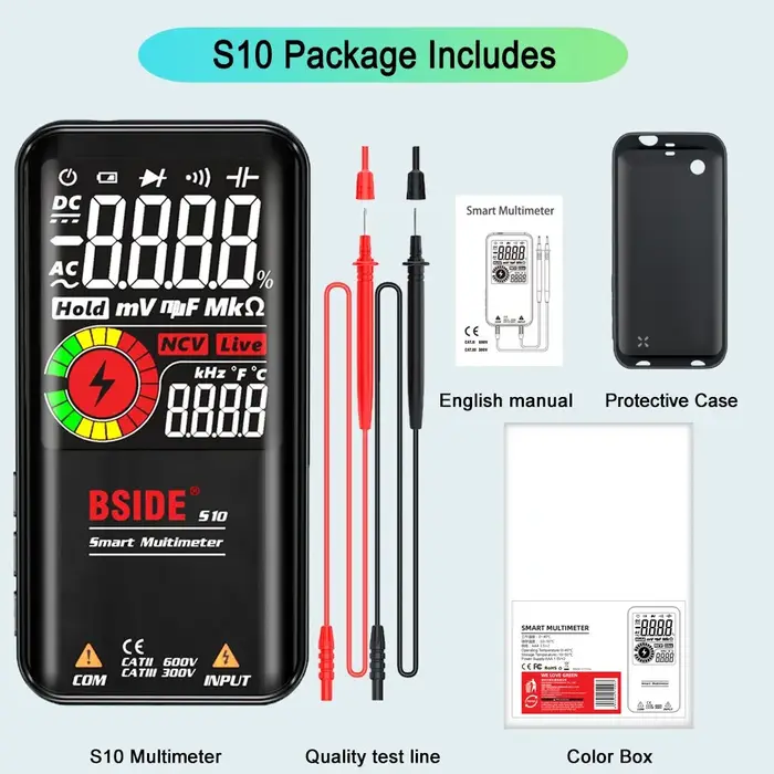 BSIDE multimètre numérique testeur d'électricien intelligent Charge USB T-RMS DC capacité de tension ca Ohm Hz NCV multi