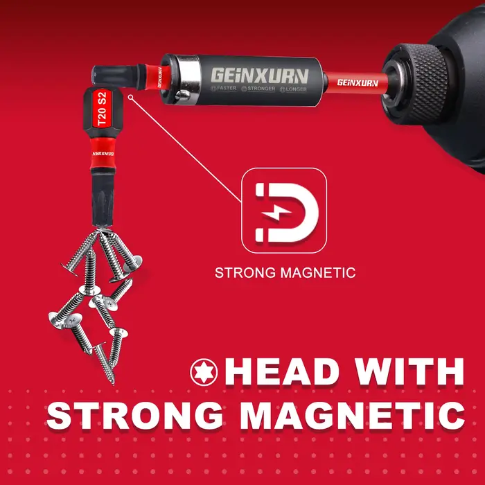 Geinxurn 30 embouts multi-conducteurs magnétiques Torx en acier S2 à impact avec boîte colorée de rangement (vert