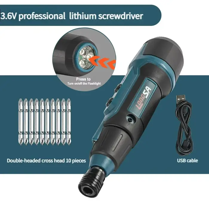 Tournevis électrique 2Nm 3.6V 200r/min, petit tournevis sans fil, perceuse, jeu de tournevis, tourne