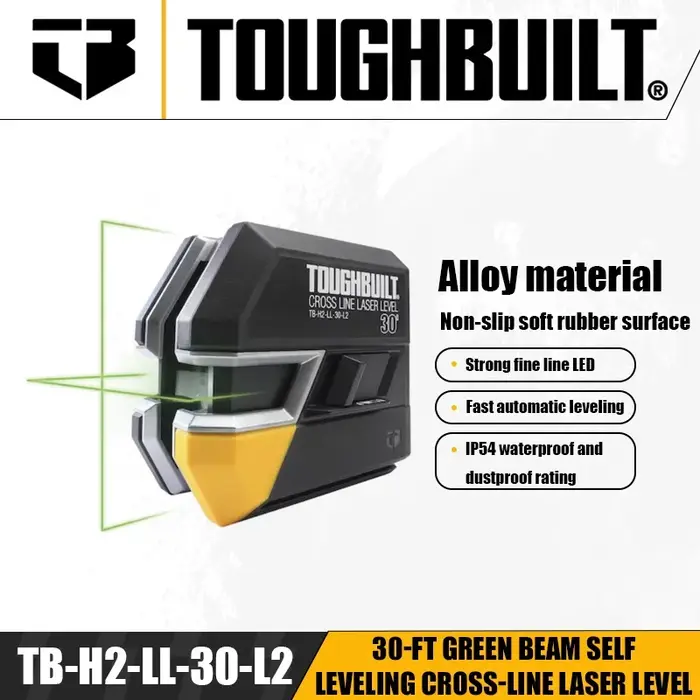 TOUGHBUILT TB-H2-LL-30-L2 30 pieds faisceau vert auto-nivelant niveau Laser lignes transversales outil électrique accessoires Architecture