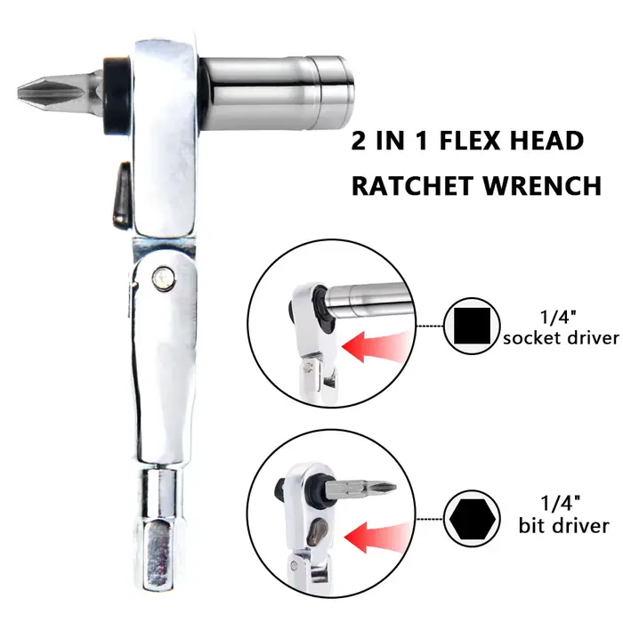 Clé à cliquet à tête flexible