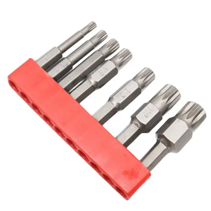 Tournevis Torx cannelé à 12 points, embout de 1/4 pouces, tige hexagonale, tête de perceuse à vent 5