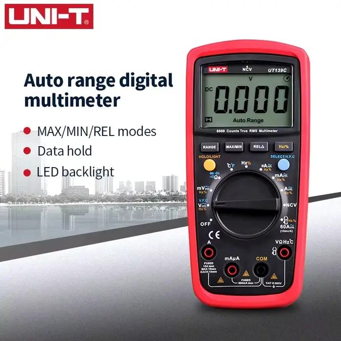 Multimètre numérique UNI-T UT139C, plage automatique, True RMS, testeur de condensateur, voltmètre p