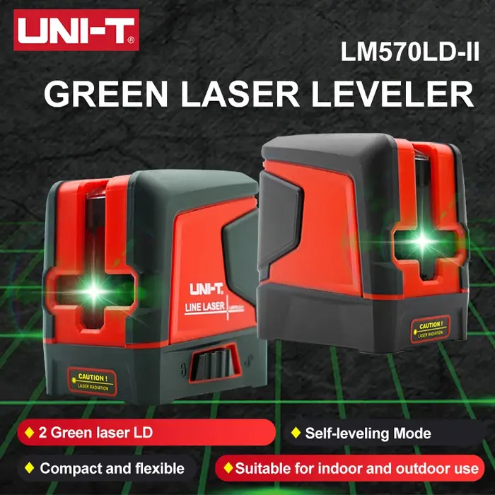 Niveau laser UNI-T LM570LD-II, auto-nivelant, laser croisé, mini portable, niveau laser à 2 lignes, 