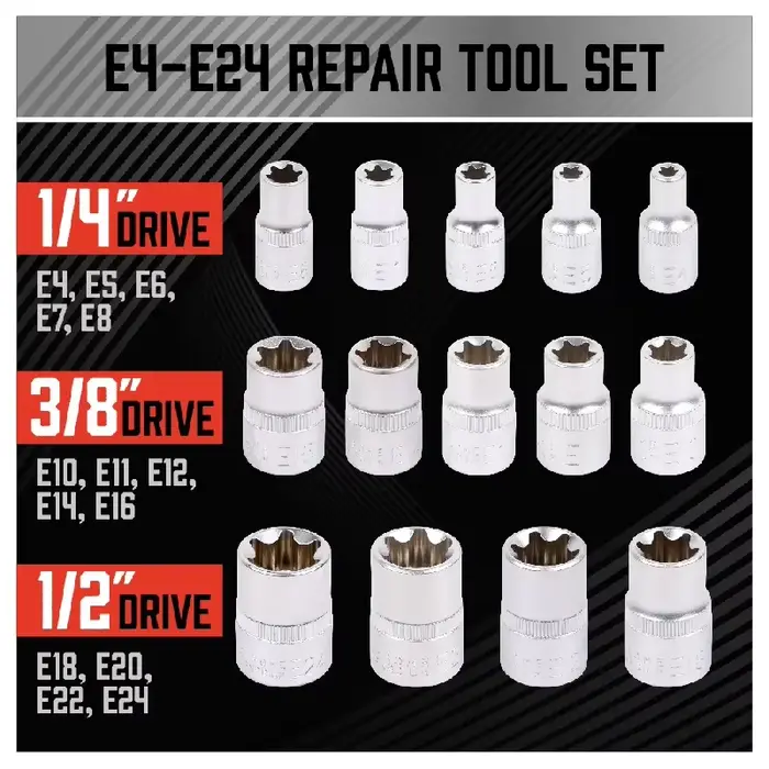 Jeu de douilles E-TORX 14 pièces - Jeu