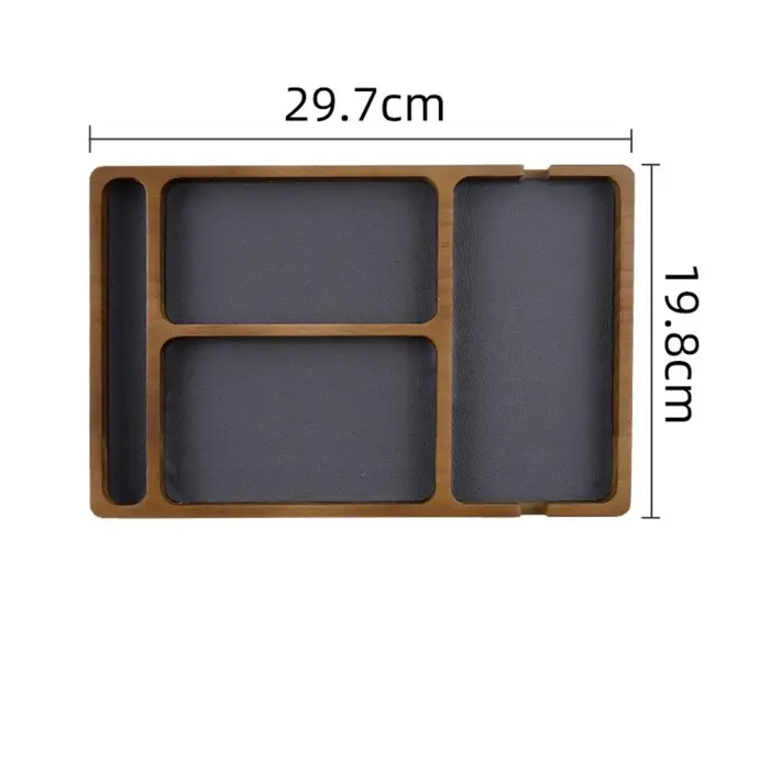 Boîte d'organisation de rangement de bureau en bois avec compartiments pour lunettes