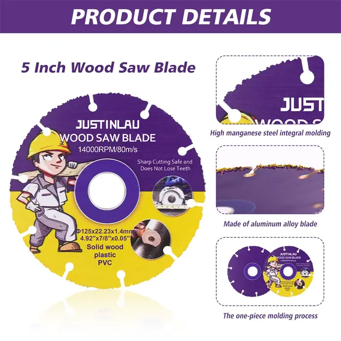 JUSTINLAU 115mm/125mm lame de scie circulaire disques de roue pour la coupe du bois disque de coupe 