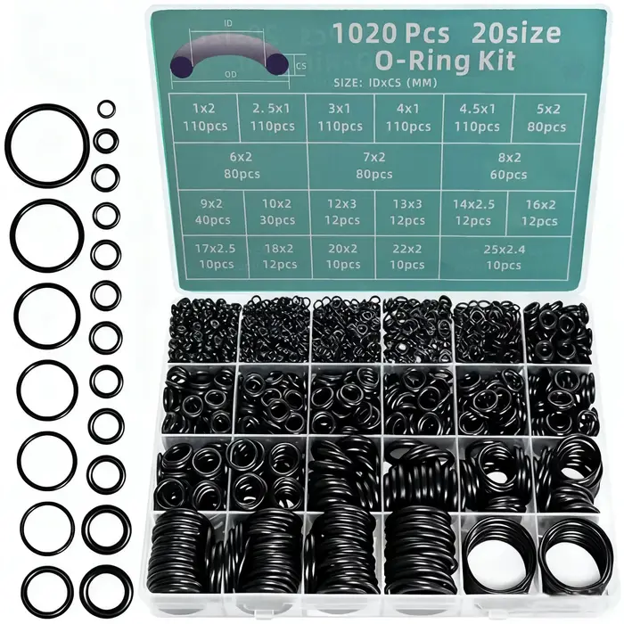 Kit de réparation de joints toriques en Nitrile, boîte de 1020 pièces, ensemble de bagues d'étanchéi