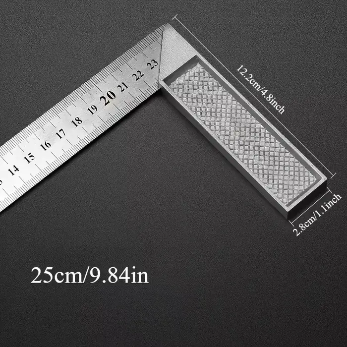 Poignée en aluminium de 250/300mm avec échelle en acier inoxydable, règle carrée d'angle de mesure d