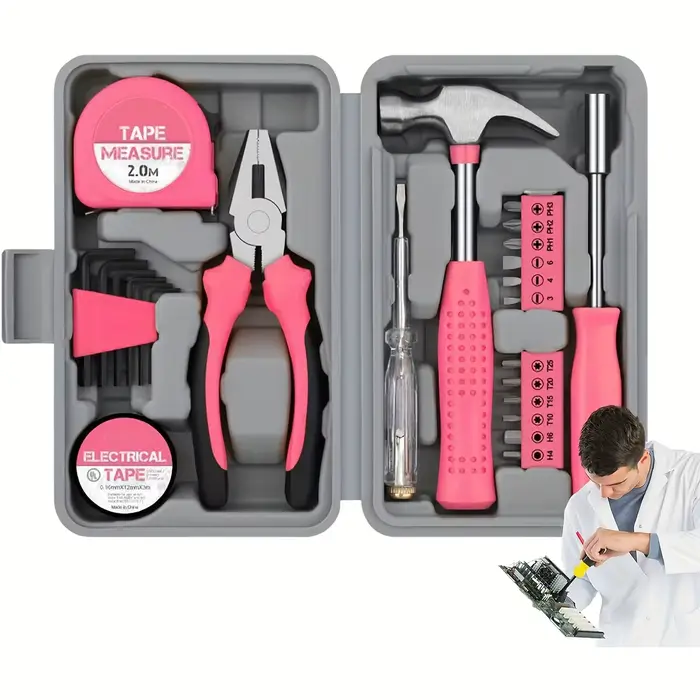 Ensemble d'outils 24 pièces rose