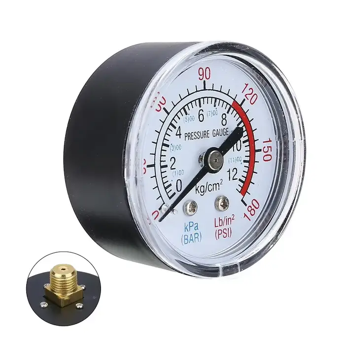 Manomètre de pression de fluide hydraulique pneumatique de compresseur d'air 0-12Bar/0-180PSI avec un grand Instrument de mesure de cadran facile à lire