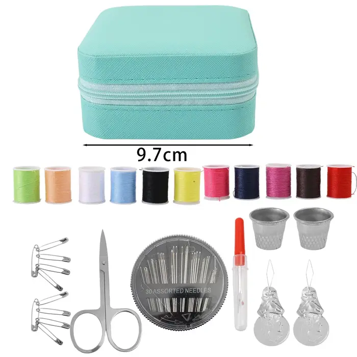 Kit de couture complet avec fils aiguilles ciseaux boîtes de rangement Portable broderie voyage Kit 