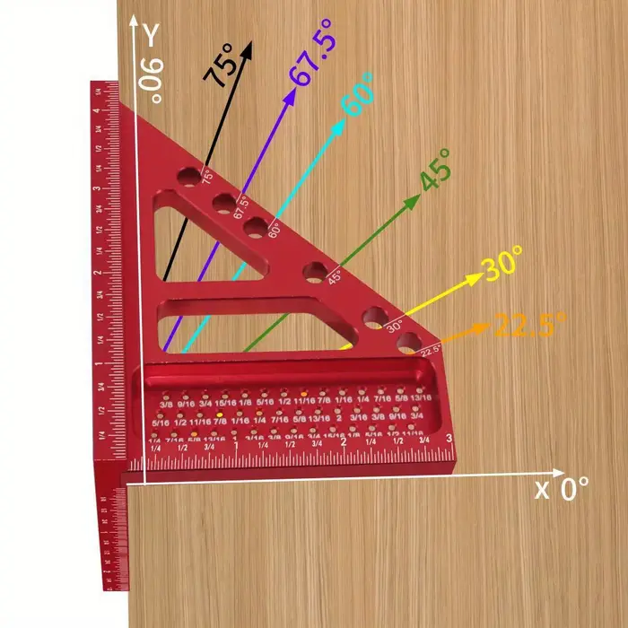 Règle de mesure métrique/pouce multi-angle 3D