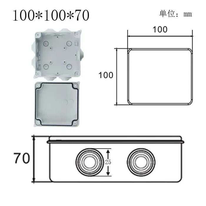Boîte d'alimentation étanche extérieure en plastique ABS IP65