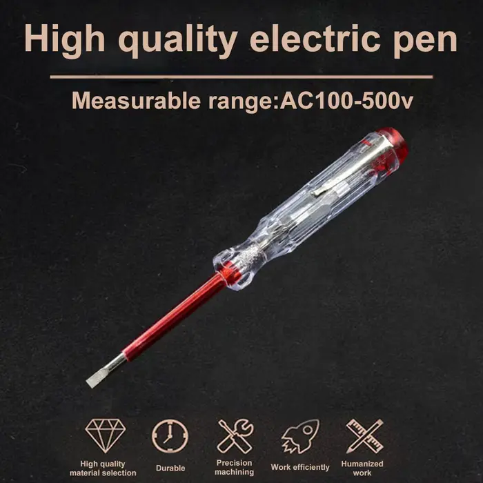 Stylo de Test 100-500V, tournevis plat Portable, outil électrique, outil manuel, testeur de tension