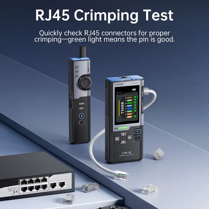FNIRSI LPM-10A testeur de câble réseau détecteur de ligne multifonction avec Port RJ45 RJ11 clignotant et outil de