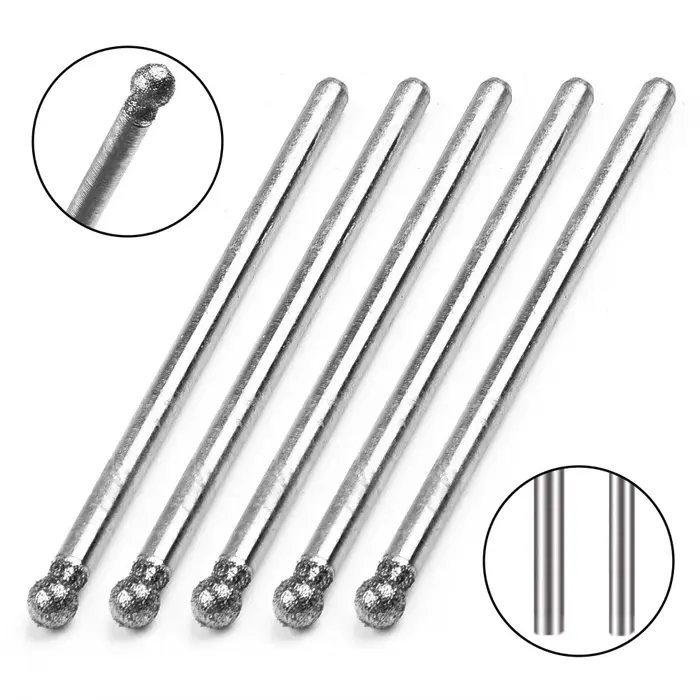 Foret de ponçage rond en diamant de 0.5 à 8mm, 5 pièces, tête de meulage de coupe, tige de 2.35mm po