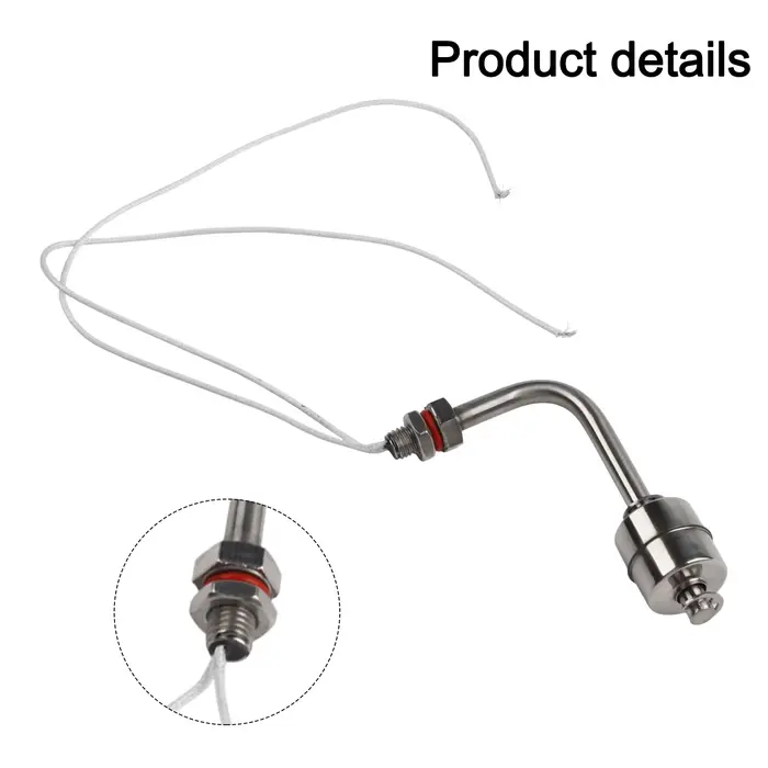 1pc 75/100/150/200/250mm interrupteur à flotteur en acier inoxydable réservoir capteur de niveau d'eau à Angle droit