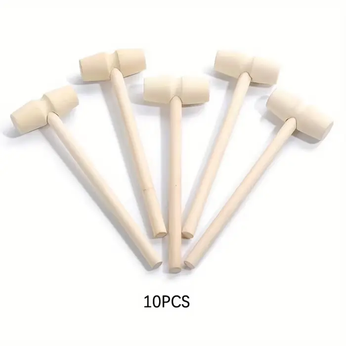 Lot de 10 mini marteaux en bois – Polyvalents pour le chocolat, les loisirs créatifs et les marteaux