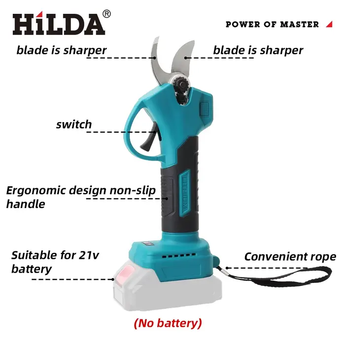 HILDA – sécateur électrique sans balais, sans fil, pour Branches d'arbres fruitiers, outil électriqu