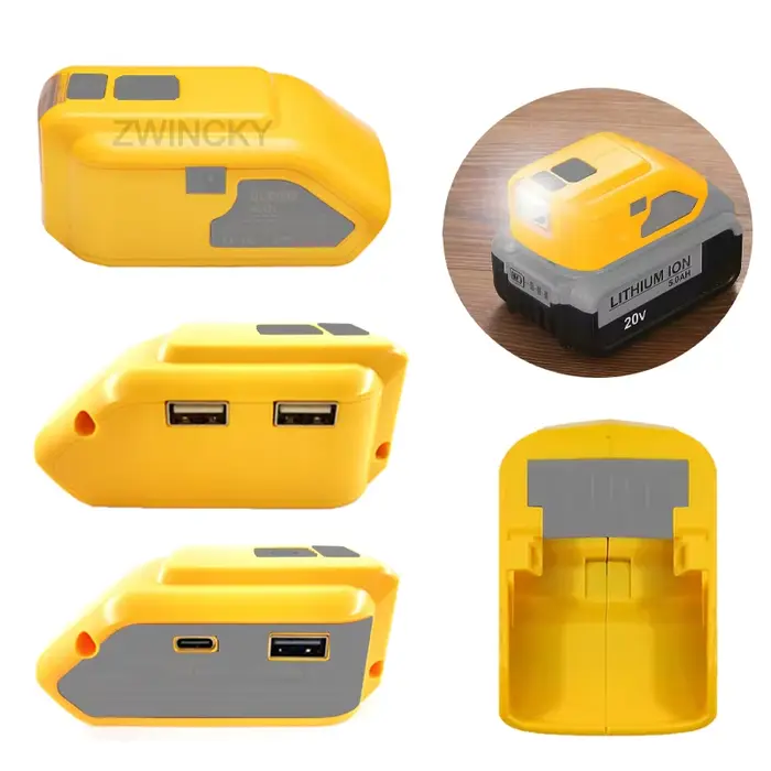 Adaptateur de chargeur de batterie DCB090 pour batterie lithium Dewal 18V 20V avec USB Type C DC 12V
