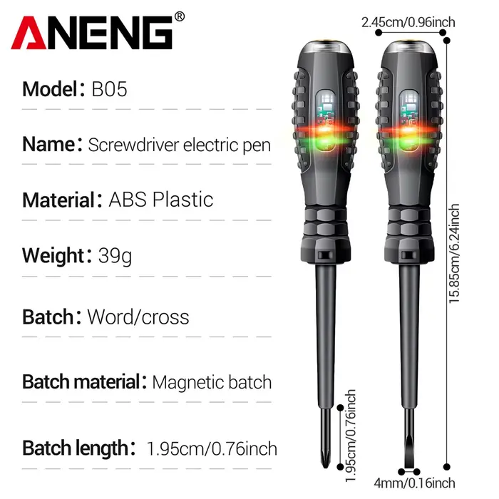 ANENG B05 mot/tournevis croisés indicateur d'ampoule néon compteur stylo électrique isolé électricie