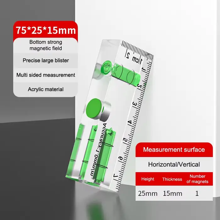 Mini rapporteur de niveau magnétique acrylique ultra précis ; Outil de niveau à bulle compact pour l