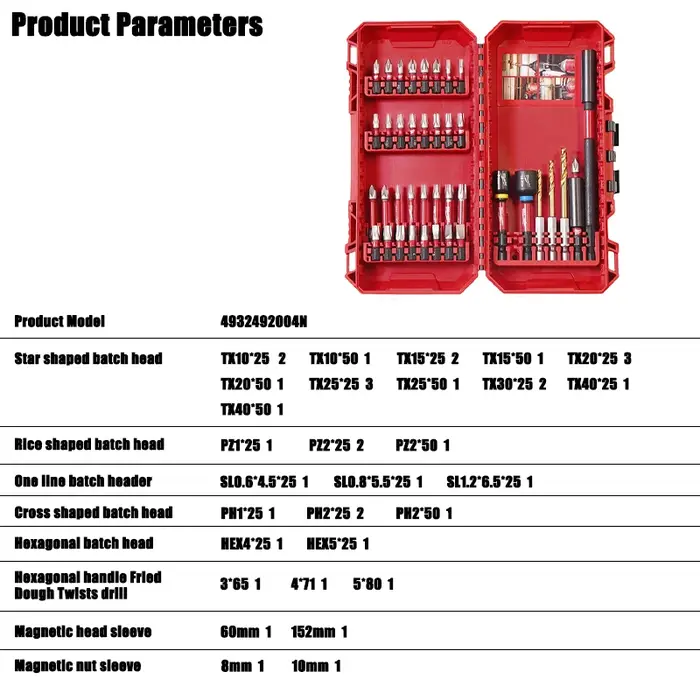 Jeu de têtes à ondes de choc Milwaukee 40, accessoires d'outils électriques hexagonaux antirouille, 