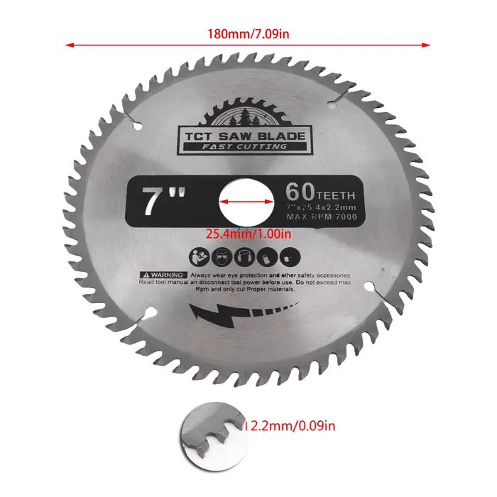 Lame de scie 7 "180mm 60 dents