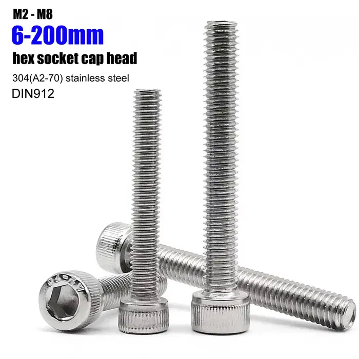 Vis à tête hexagonale M2 M2.5 M3 M3.5 M4 M5 M6 M8 sur Ultra longue 200mm 304 A2-70 en acier inoxydab