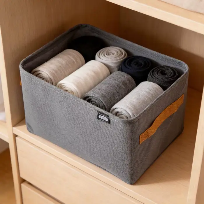 Boîte de rangement en tissu pliable pour livres