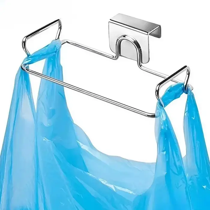 Support de rangement multifonctionnel pour sacs poubelles en acier inoxydable pour porte d'armoire, 