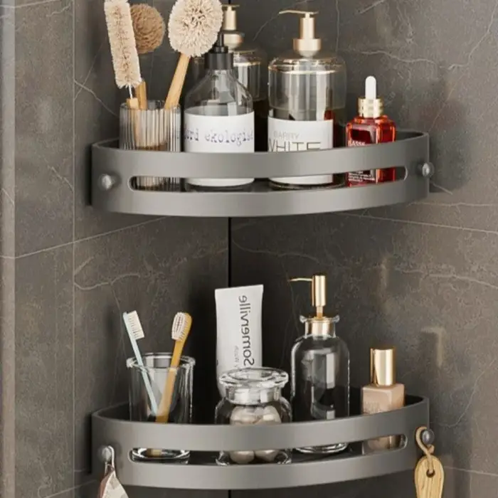 Étagère d'angle murale sans perçage, 2 pièces, support de rangement de salle de bain en ABS Durable 