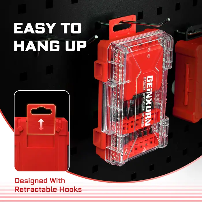 Geinxurn 1 boîte de rangement en plastique rouge avec 3 bandes de séparation longues et 3 courtes – Compartiments réglables
