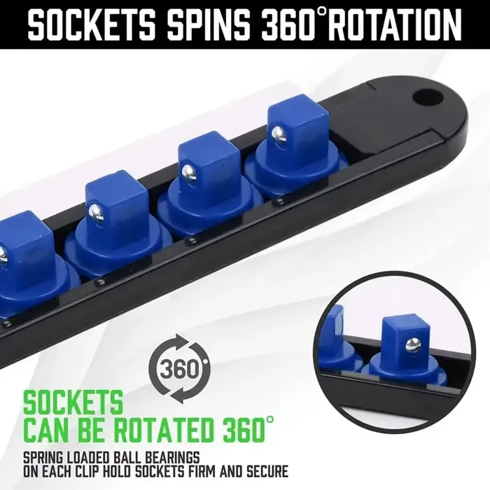 Organisateur de douilles ABS 360 ° Pivotant 1/4 pouces 3/8