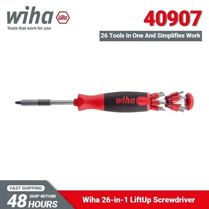 Wiha 40907-Jeux de Tournevis de Levage 26 en 1, avec Porte-Embout de Magazine Mixte avec 13 Doubles 