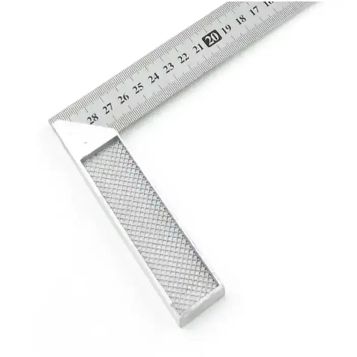 Règle d'angle droite en aluminium de 250/300 mm avec poignée en acier inoxydable et échelle de mesure