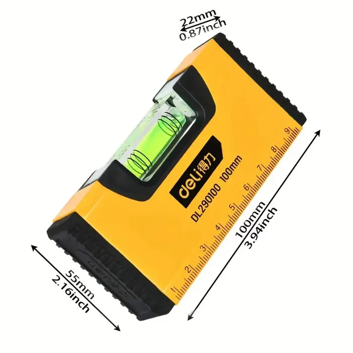 Niveau de poche magnétique Portable 100mm, Structure en aluminium de haute précision, niveau à bulle
