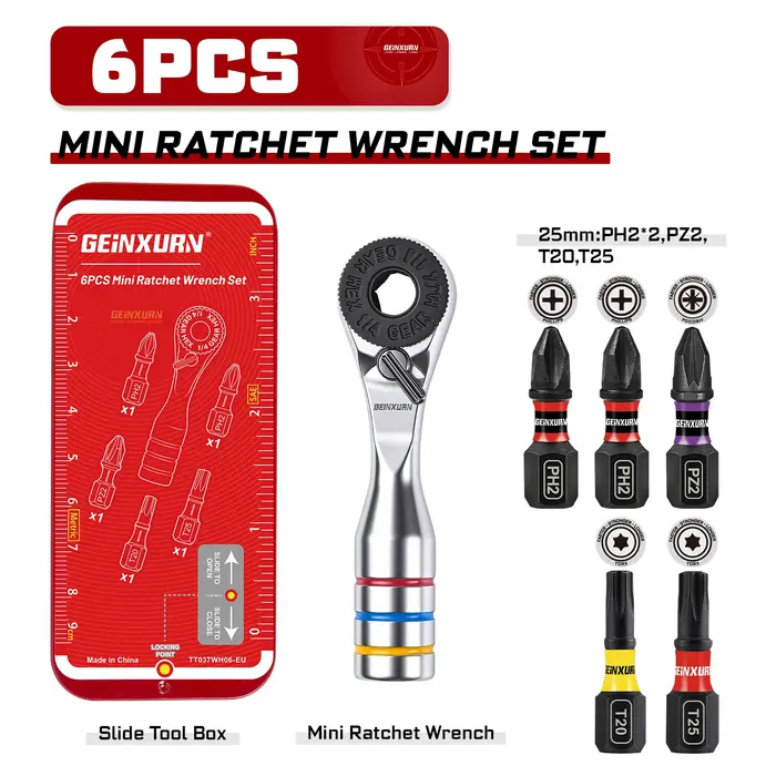 Geinxurn – Lot de 6 mini clés à cliquet