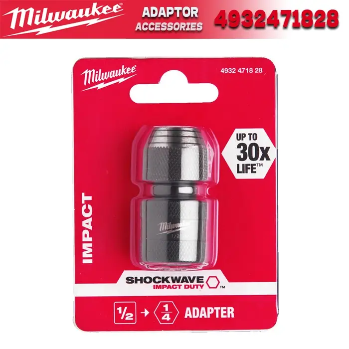 MILWAUKEE 4932471828 Adaptateurs de prises à percussion hexagonales 1⁄2" carrées 1⁄4" Accessoires pour outils